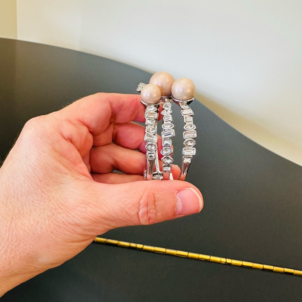 Alexis Bittar RARE Luxury authentic formal pearl Crystal Statement Cuff/Bracelet - Picture 10 of 17